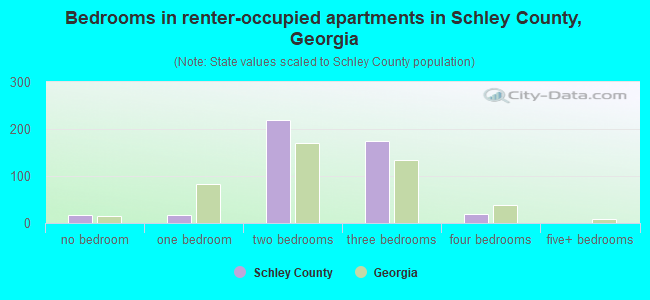 Bedrooms in renter-occupied apartments in Schley County, Georgia