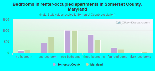 Bedrooms in renter-occupied apartments in Somerset County, Maryland