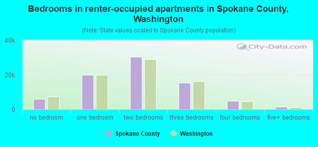 Bedrooms in renter-occupied apartments in Spokane County, Washington