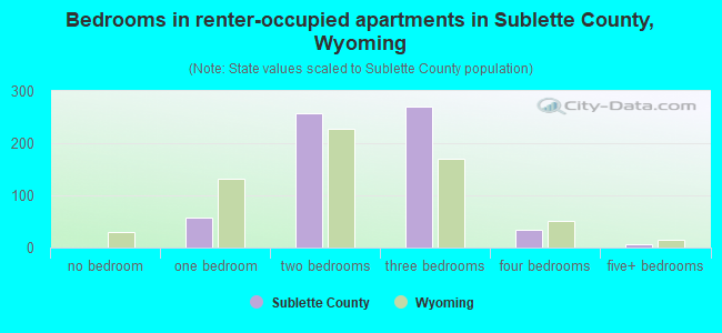 Bedrooms in renter-occupied apartments in Sublette County, Wyoming