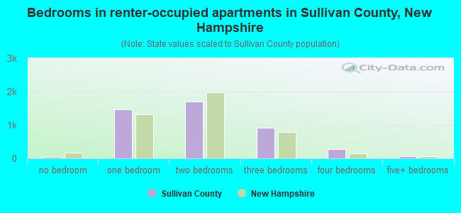 Bedrooms in renter-occupied apartments in Sullivan County, New Hampshire