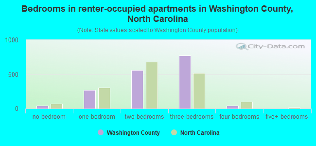 Bedrooms in renter-occupied apartments in Washington County, North Carolina