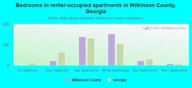 Bedrooms in renter-occupied apartments in Wilkinson County, Georgia