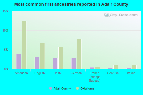 Most common first ancestries reported in Adair County