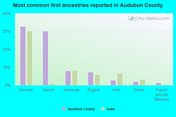 Most common first ancestries reported in Audubon County