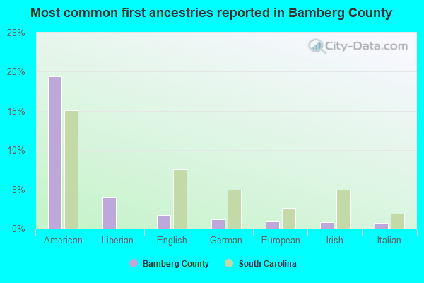 Most common first ancestries reported in Bamberg County
