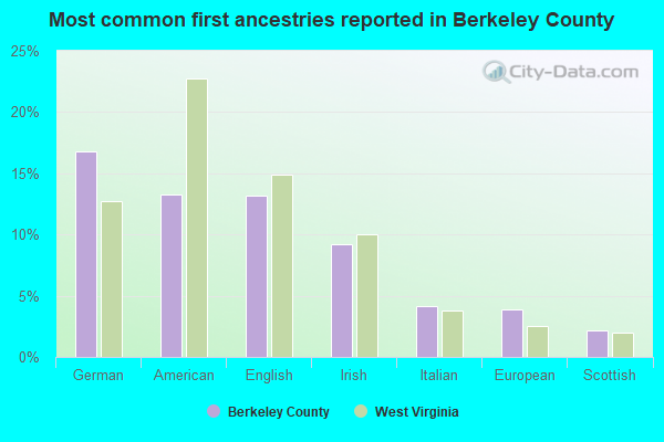 Most common first ancestries reported in Berkeley County
