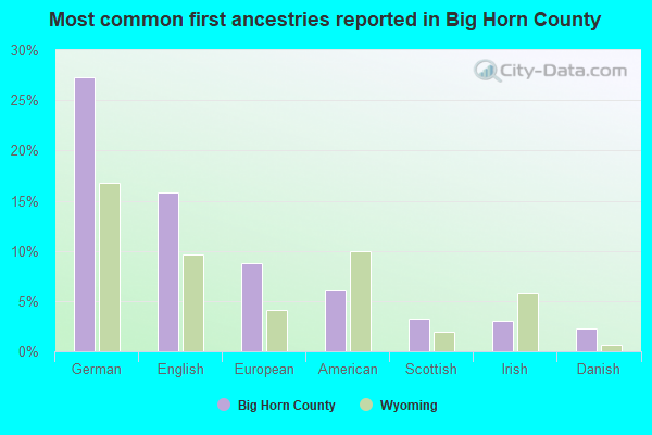 Most common first ancestries reported in Big Horn County