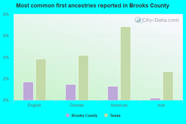 Most common first ancestries reported in Brooks County
