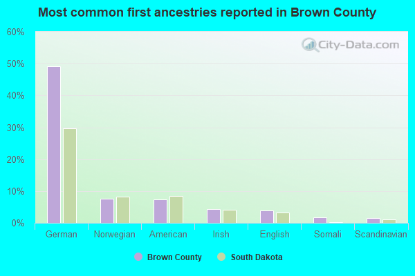Most common first ancestries reported in Brown County