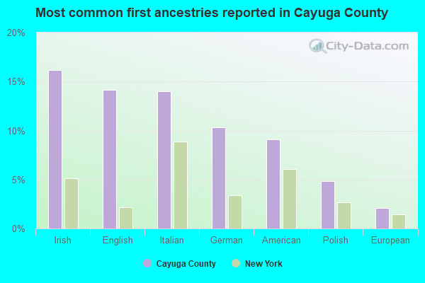 Most common first ancestries reported in Cayuga County