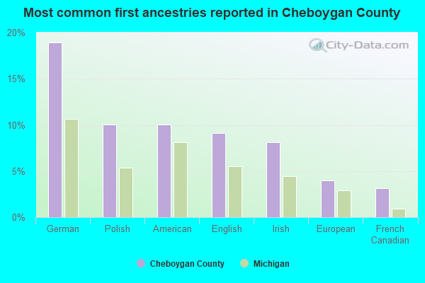 Most common first ancestries reported in Cheboygan County