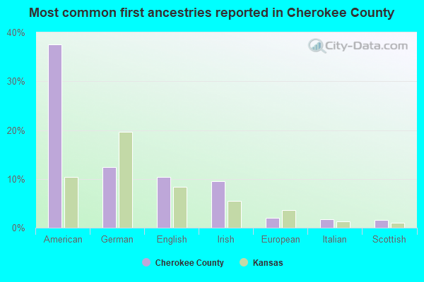 Most common first ancestries reported in Cherokee County