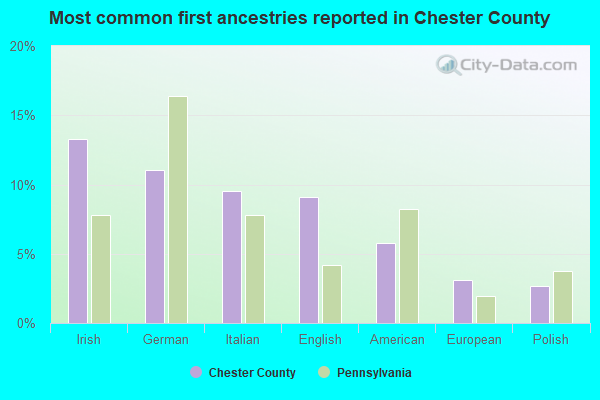 Most common first ancestries reported in Chester County