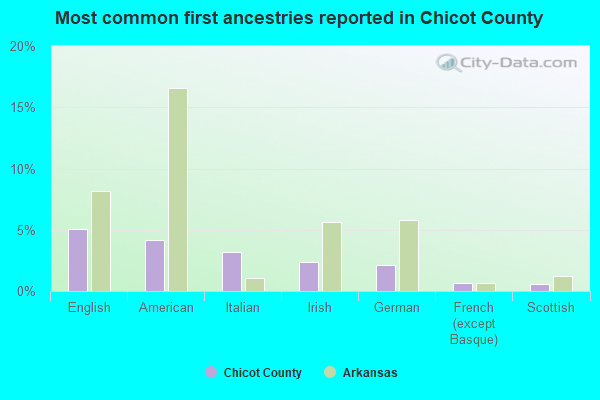 Most common first ancestries reported in Chicot County
