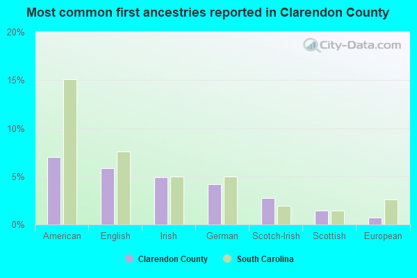 Most common first ancestries reported in Clarendon County