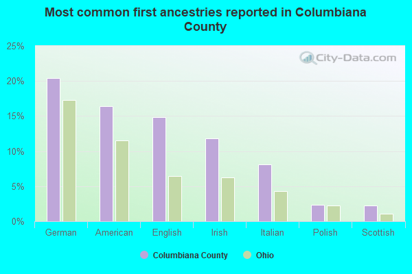 Most common first ancestries reported in Columbiana County