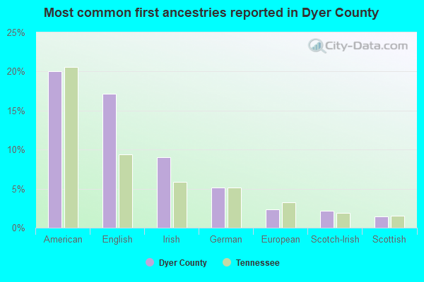Most common first ancestries reported in Dyer County