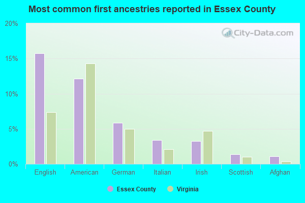 Most common first ancestries reported in Essex County