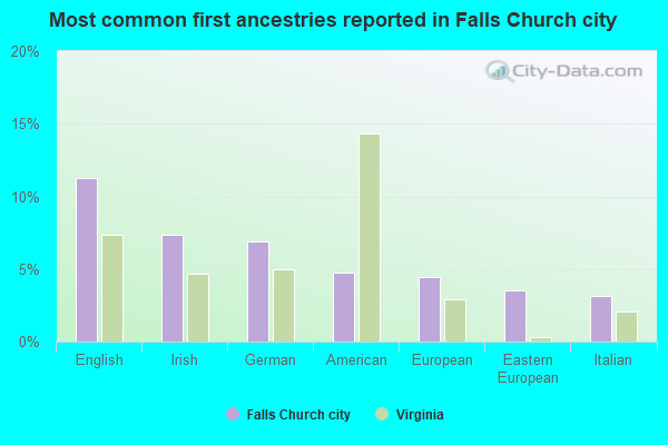 Most common first ancestries reported in Falls Church city