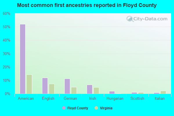 Most common first ancestries reported in Floyd County