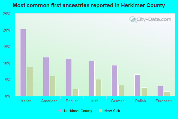 Most common first ancestries reported in Herkimer County
