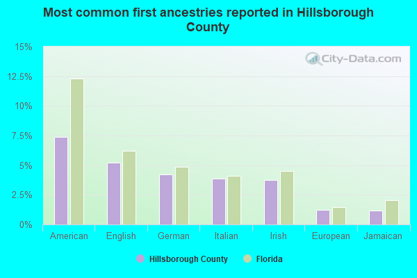 Most common first ancestries reported in Hillsborough County