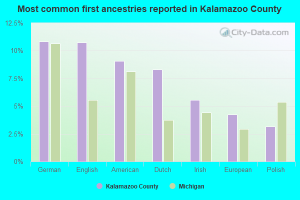 Most common first ancestries reported in Kalamazoo County