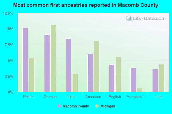 Most common first ancestries reported in Macomb County