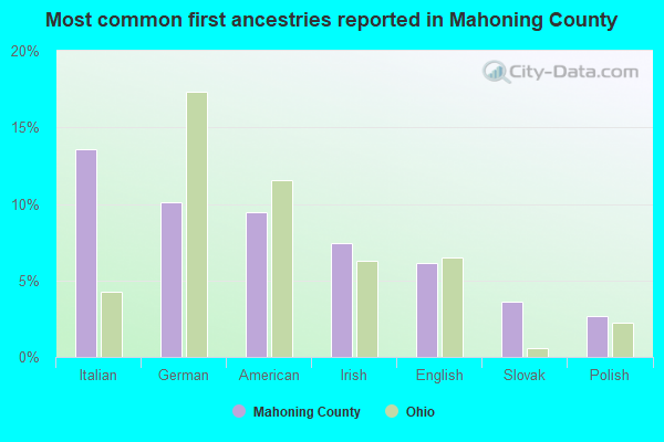 Most common first ancestries reported in Mahoning County