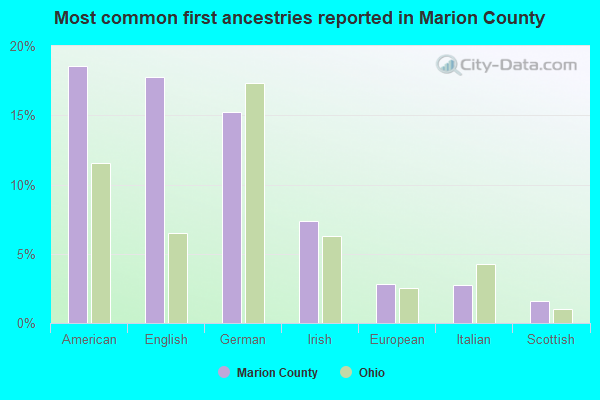 Most common first ancestries reported in Marion County