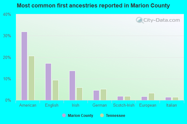 Most common first ancestries reported in Marion County