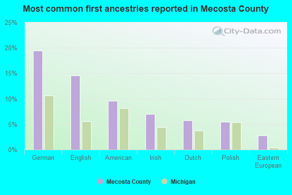 Most common first ancestries reported in Mecosta County