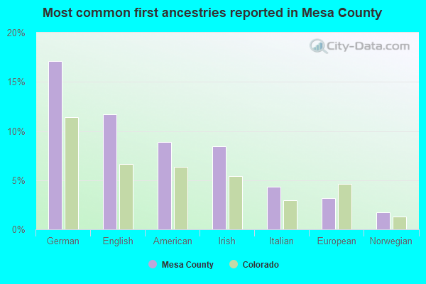 Most common first ancestries reported in Mesa County
