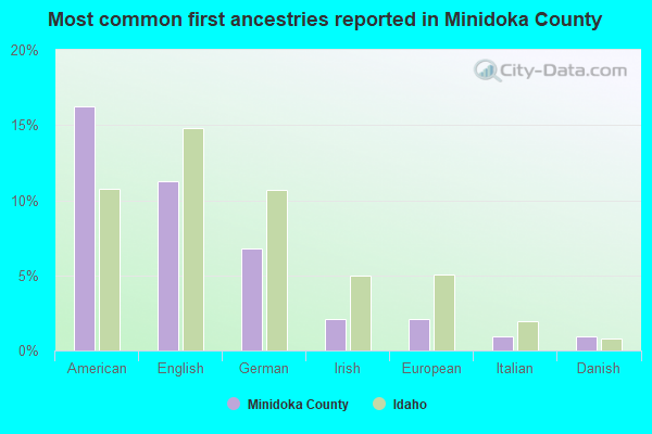 Most common first ancestries reported in Minidoka County