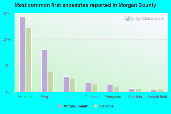 Most common first ancestries reported in Morgan County