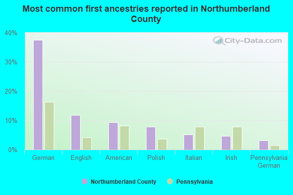 Most common first ancestries reported in Northumberland County
