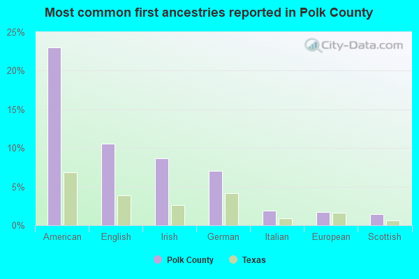 Most common first ancestries reported in Polk County