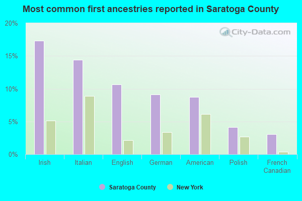 Most common first ancestries reported in Saratoga County