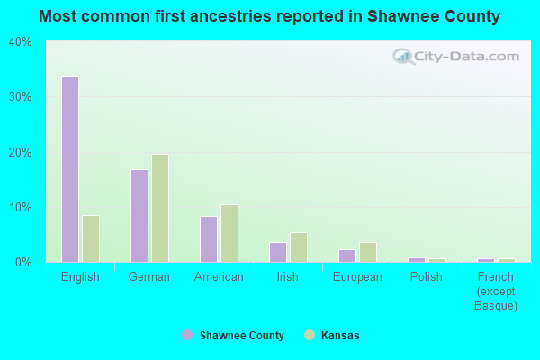 Most common first ancestries reported in Shawnee County