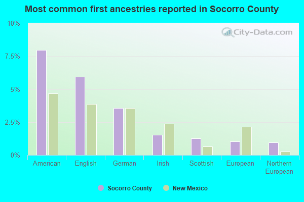 Most common first ancestries reported in Socorro County