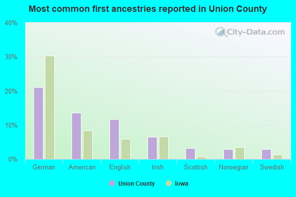 Most common first ancestries reported in Union County