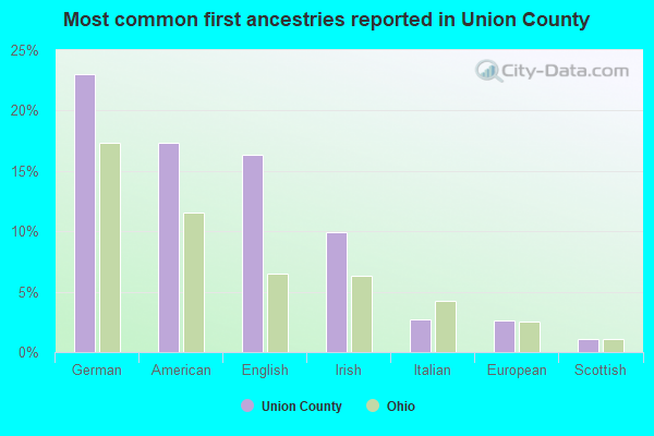 Most common first ancestries reported in Union County