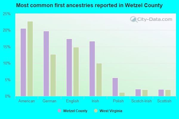 Most common first ancestries reported in Wetzel County