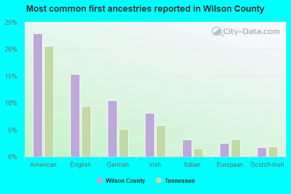 Most common first ancestries reported in Wilson County