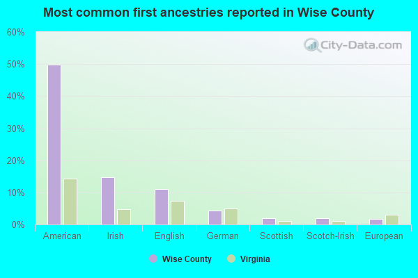 Most common first ancestries reported in Wise County