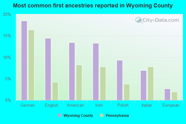 Most common first ancestries reported in Wyoming County