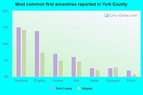 Most common first ancestries reported in York County