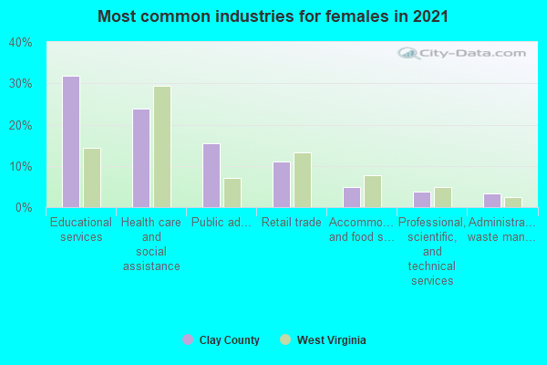 Most common industries for females in 2022