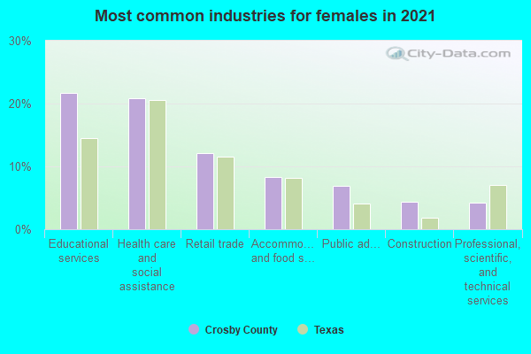 Most common industries for females in 2022